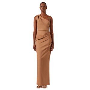 Shona Joy Lani Asummetrical Gathered Maxi Dress
